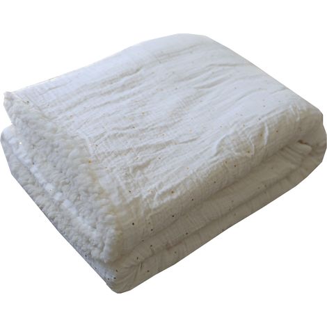 Plaid sherpa 130x180 cm en coton blanc