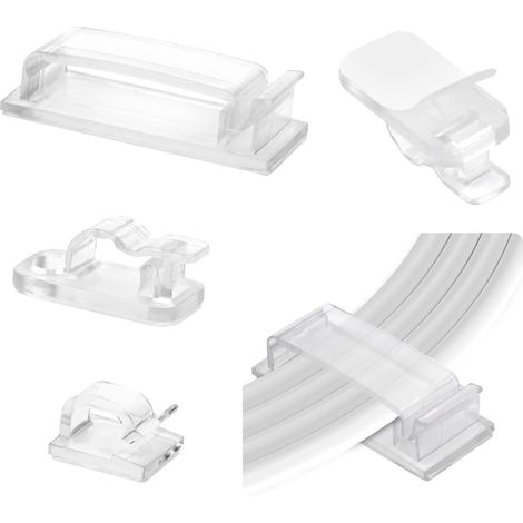 Lot de 120 Clips de Câble Adhésifs, Attache Câble Auto Collant en Trois Tailles S/M/L Organisateur de Serre-Câbles Crochets pour Fixation de Fils Electriques (Transparent) (1/5)