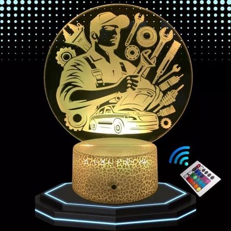 Lampe de chevet 3D mécanicien LED multicolore tactile rechargeable USB – ACKERMAN (1/5)