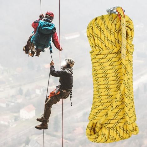 Corde d'escalade - VVIKIZY - 30m - Jaune - Résistante - 1200 kg de charge (1/4)