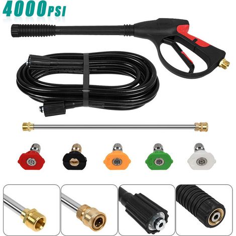 Rallonge pour pistolet de nettoyage haute pression 4000 PSI avec buse, kit de tuyau de nettoyage pour pistolet de nettoyage automobile, tuyau de 8 mètres (1/5)