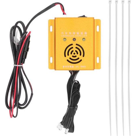 Répulsif anti-souris 12 V 1,5 W pour voiture, répulsif à ultrasons intelligent en aluminium pour rongeurs, compatible avec les voitures, camions, motos et remorques. (1/5)