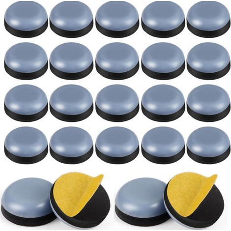 [JAMAIS UTILISÉ] Glissières pour meubles, glissières rondes en téflon, glissières adhésives pour chaises et tapis pour petits meubles, 13 mm, 24 pièces. (1/4)