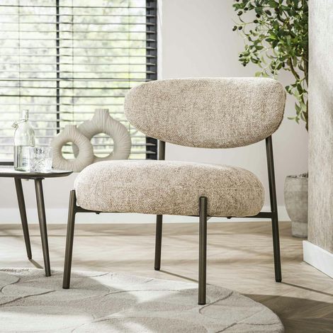 Fauteuil de salon confortable – tissu chenille sable CREEK (1/5)