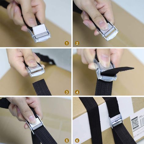 Lot de 6 sangles d'arrimage robustes et durables pour bagages. (1/4)