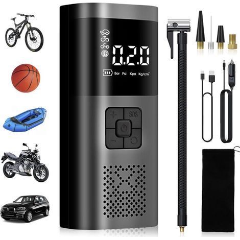 FENOPLASTICACompresseur à Air Portatif, Mini Pompe a Velo Electrique, Gonfleur Electrique Pneu sans Fil, 4 Modes pour Voiture,Velo,Moto,Balle (1/5)