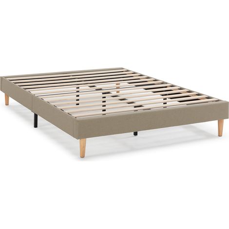 Base tapizada Aura 140x190 cm Color Beige, 30 cm Altura