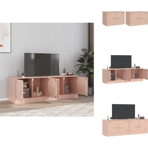 Meubles TV 2 pcs rose 67x39x44 cm acier - Meuble Tv - Meuble Tv Rose - Meuble Tv Acier - Étagère Tv - Support Tv (1/5)
