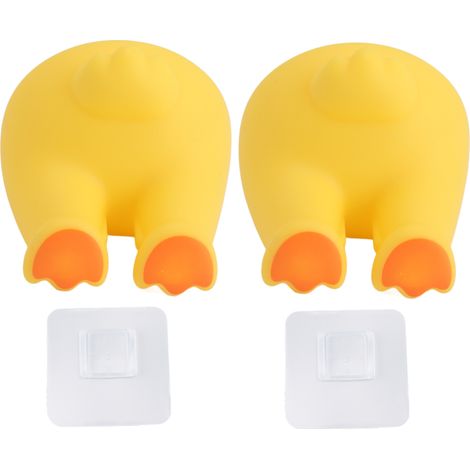 Soporte de pared para cepillos de dientes con forma de animal, con ganchos para toallas, llaves y sombreros. Cola de pato.