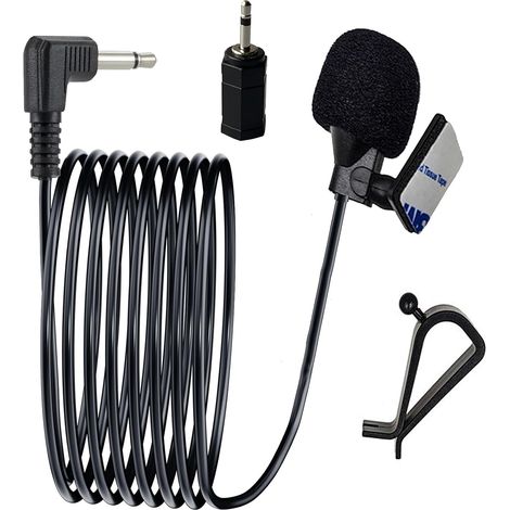Microphone de Voiture 3,5 mm pour Autoradio Stéréo de Voiture, GPS, DVD, Micro de Rechange pour Sony Pioneer Kenwood Boss JVC Jensen Alpine avec Adaptateur 3,5 mm vers 2,5 mm (1/5)
