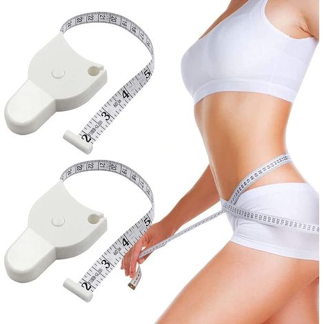 2 Pièces 150cm Ruban à Mesurer Rétracter, Blanc Ruban de Mesure Souple, Metre Ruban Couture, Ruban à Mesurer du Corps, pour couture et mesurer, tour de taille, hanches torse, bras (1/5)