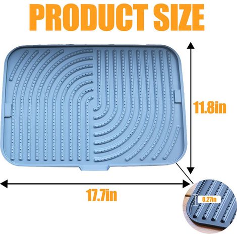Tapis de Litière pour Chat Antidérapant Imperméable en Silicone Tapis Trappeur de Litière Design à Rainures Facile à Nettoyer pour Animaux de Compagnie 11.8x17.7 Inches