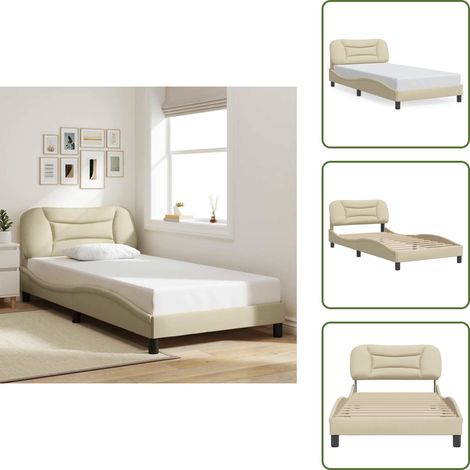 Cuscino testiera - vidaXL Giroletto senza Materasso Hvar Crema 100x200 cm in Tessuto - Letto con testiera in tessuto