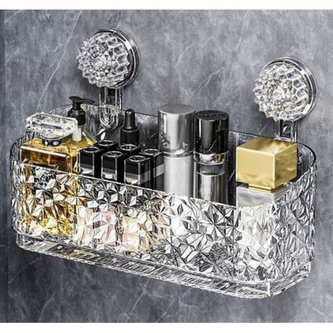 Salle De Bains Etagere Ventouse，Étagère Avec Motif Glacier，Boîte De Rangement Mural Pour Toilettes，Peut être Renforcé Par Rotation，Rangement Des Serviettes Et Autres Articles Divers (1/4)