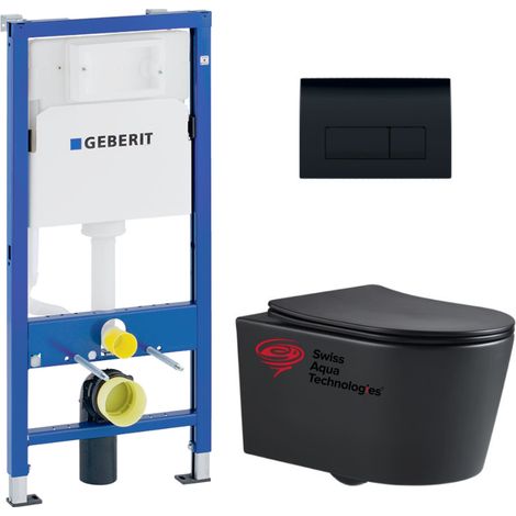 Pack Telaio Rapid SL + WC SAT senza flangia in nero opaco + sedile Softclose + placca nera (1/5)