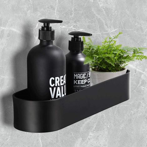 Shower shelf, No-Drill Shower Shelf, Bathroom Shelf, Shower Basket, Aluminum, Matte Finish, for Bathroom Kitchen - Black (1/5)