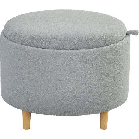 GagaPouf rembourre en tissu bouclette avec rangement cache et couvercle reversible 56 cm x 56 cm x 42 cm Gris (1/5)