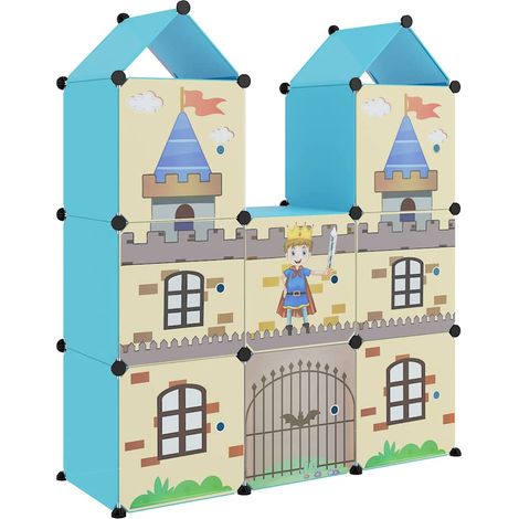 Armoire de rangement Design moderne, Armoire Etagère de rangement, pour enfants avec 8 cubes Bleu PP OIB4435E (1/5)