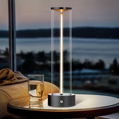 Tragbare, kabellose LED-Tischleuchte, moderne Tischleuchte mit magnetischem Glühfaden, dreistufig dimmbar, ideal für Gaming, Homeoffice, Schlafzimmer und Wohnzimmer, Schwarz (1/5)