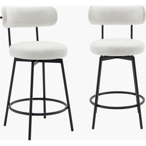 Taburete de bar asiento giratorio metal y tela simple, set de 2 (1/5)