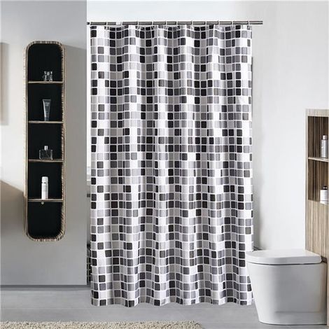 Accueil salle de bain rideau de douche imperméable Polyester anti-moisissure rideau de baignoire + crochets 200 200 cm (1/4)