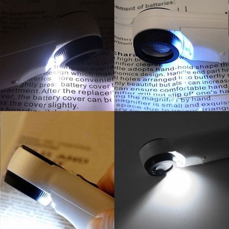 Loupe grossissante 40x avec 2 LED pour examiner cartes, timbres et bijoux (1/5)