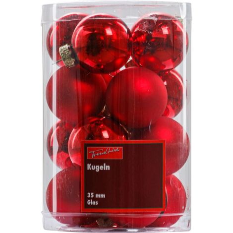 TrendLine Christbaumkugeln 16 Kugeln Ø 3,5 cm Glas Rot Weihnachtskugeln (1/3)