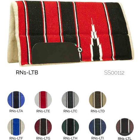 Sottosella western misura pony in tessuto navajo cotone e fondo in pura lana - Blu Nero Rn1-Lti