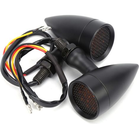 Feux clignotants moto universels vintage - 2 pièces, couleur ambre, 12V, diamètre fileté 10mm (1/5)