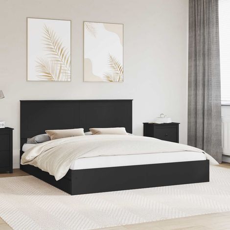 Aufbewahrungsbett Schwarz 200 x 200 cm Holzwerkstoff