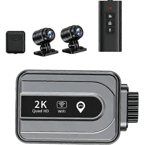 DVR para motocicleta 2K, cámara corporal completa impermeable, cámara para moto WiFi, GPS, cámara de salpicadero, grabadora de vídeo para conducción delantera y trasera, caja negra. (1/5)