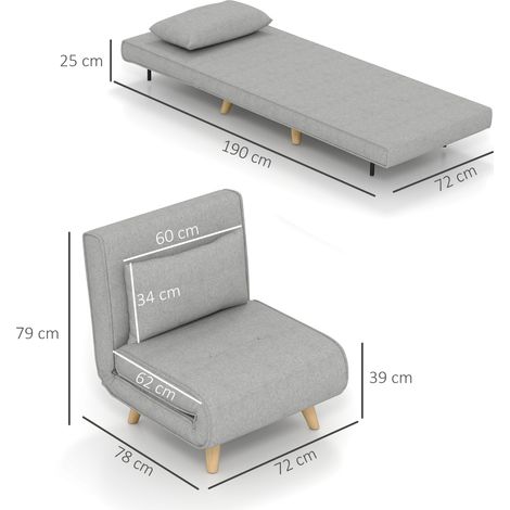 Schlafsessel, 6-stufig verstellbare Lehne, Leinenoptik, bis 150 kg, Hellgrau
