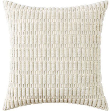 Lot de 2 housses de coussin en velours côtelé blanc, motif chaîne, luxe moderne, 45x45 cm, pour chambre, salon, bureau, lit. (1/3)