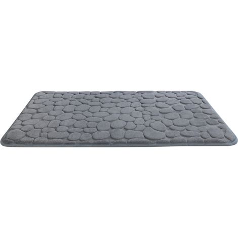 Wenko – Tapis de bain Pebbles 80x50cm – 100% polyester – Antidérapant – Lavable à 30° – Mémoire de forme pour confort optimal (1/5)