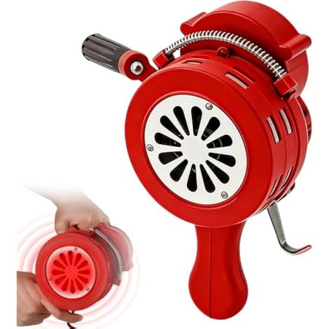 Sirène A Manivelle,100dB Alarme A Manivelle Portable,Sirène Manuelle,Sirène Portable A Manivelle pour Urgences Et Sécurité Industrielle,Alarme Incendie Domestique,Rouge (1/5)