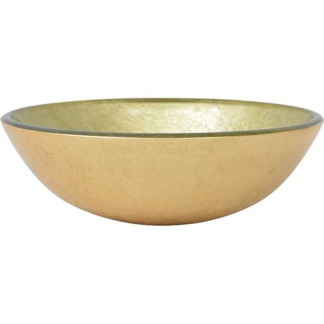 Lavabo de vidrio templado 42 cm dorado vidaXL
