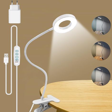 3 Beleuchtungsmodi, aufsteckbare Leselampe, ideal zum Lesen und Arbeiten, inklusive USB-Ladegerät, um 360 Grad drehbare Lampe. (1/5)