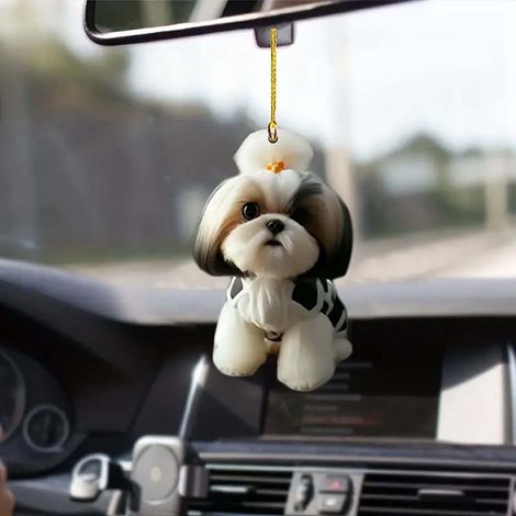 Pendentif Pour Rétroviseur - Chien Animal En Acrylique 2D - Décoration Intérieure Voiture - Ornement Arbre De Noël - Lot De 1 (1/5)