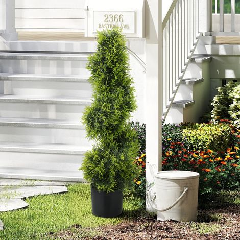 Ciprés artificial de 90 cm, planta artificial en forma de espiral, plantas artificiales de plástico en maceta, decoración moderna (1/5)