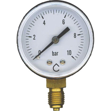 Manomètre 8x13 (1/4") - 10 bar - raccordement radial - diam 50 (1/2)
