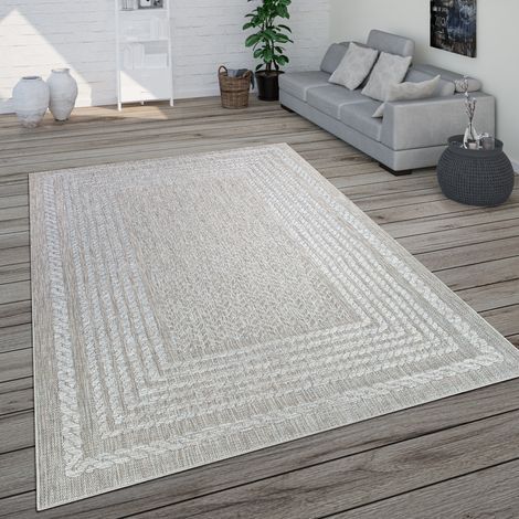 Paco Home Tapis Intérieur Extérieur Balcon Terrasse, Tapis Cuisine Look Scandinave Moderne 80x150 cm, Crème