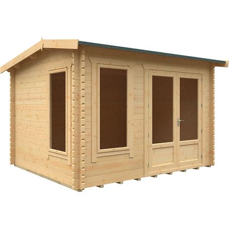 12x10w The Longleat Plus 44mm Cabin - L355 x W295 x H247 cm - Solid Wood/Softwood/Pine - Natural