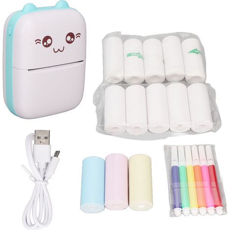Imprimante thermique sans fil portable autocollante pour photos, étiquettes et reçus de bureau - Bleu (1/5)
