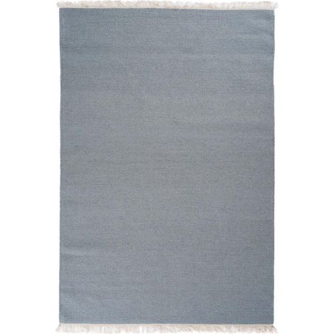 Tapis kilim fait main en laine 80x150 gris souris rectangle motif uni LYN12 BAYA IBAY (1/4)