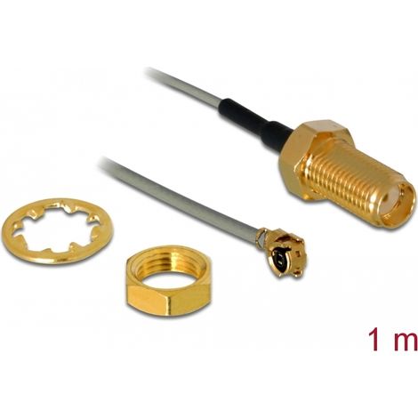 HF Antennenkabel SMA Buchse zum Einbau  MHFÂ® I Stecker 1.13 1 m GewindelÃ¤nge 10 mm Delock