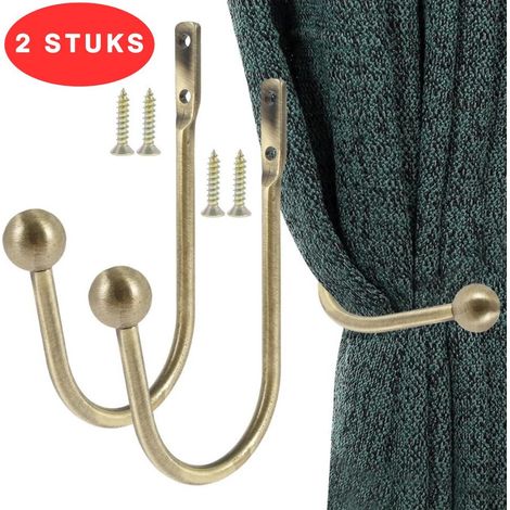 Embrasses de rideaux - Lot de 2 - Supports de rideaux - Crochets pour embrasses de rideaux - Bronze (1/5)