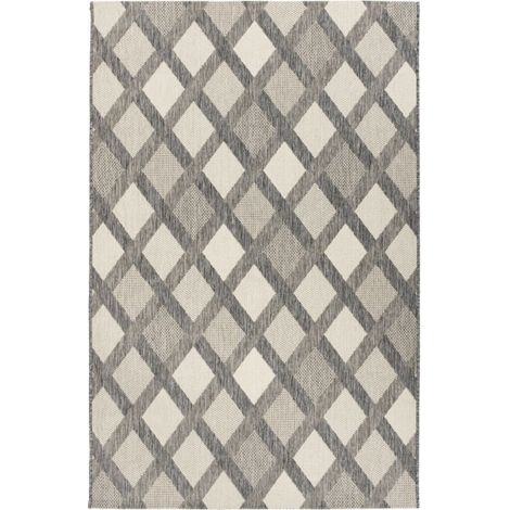 Tapis Tissé Géométrique à Poils Courts "Splash" Crème 160 x 230 cm (1/3)
