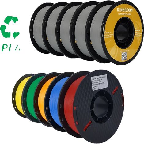 Filament d'imprimante 3D, bobine de 10KG, diamètre de 1,75 mm, PLA 5Gris 5Mélange (1/2)