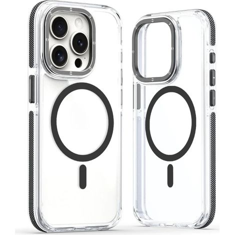 (iPhone 13 Pro Max, Noir) Étui de protection magnétique transparent pour iPhone, compatible avec la recharge sans fil MagSafe. (1/5)