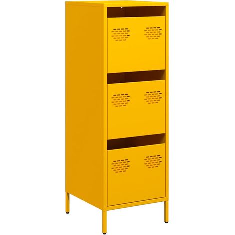 Maison La Vie - Buffet haut pour salon - Meuble de rangement jaune moutarde 39x35x103,5 cm acier bu1453